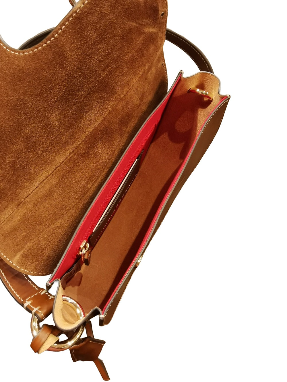Leather saddle bag with double shoulder strap Boldrini 07321 Golden