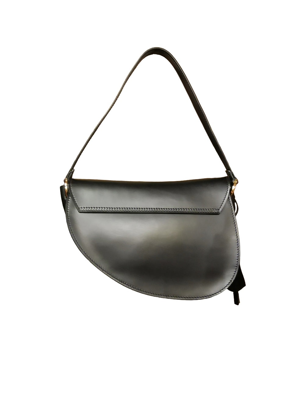Leather saddle bag with double shoulder strap Boldrini 07321 Black