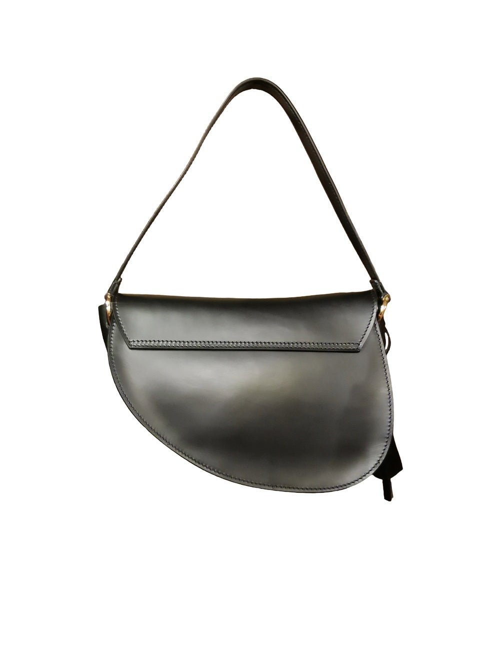 Borsa a sella in pelle con doppia tracolla Boldrini 07321 Nero - Pelletteria Allegrini
