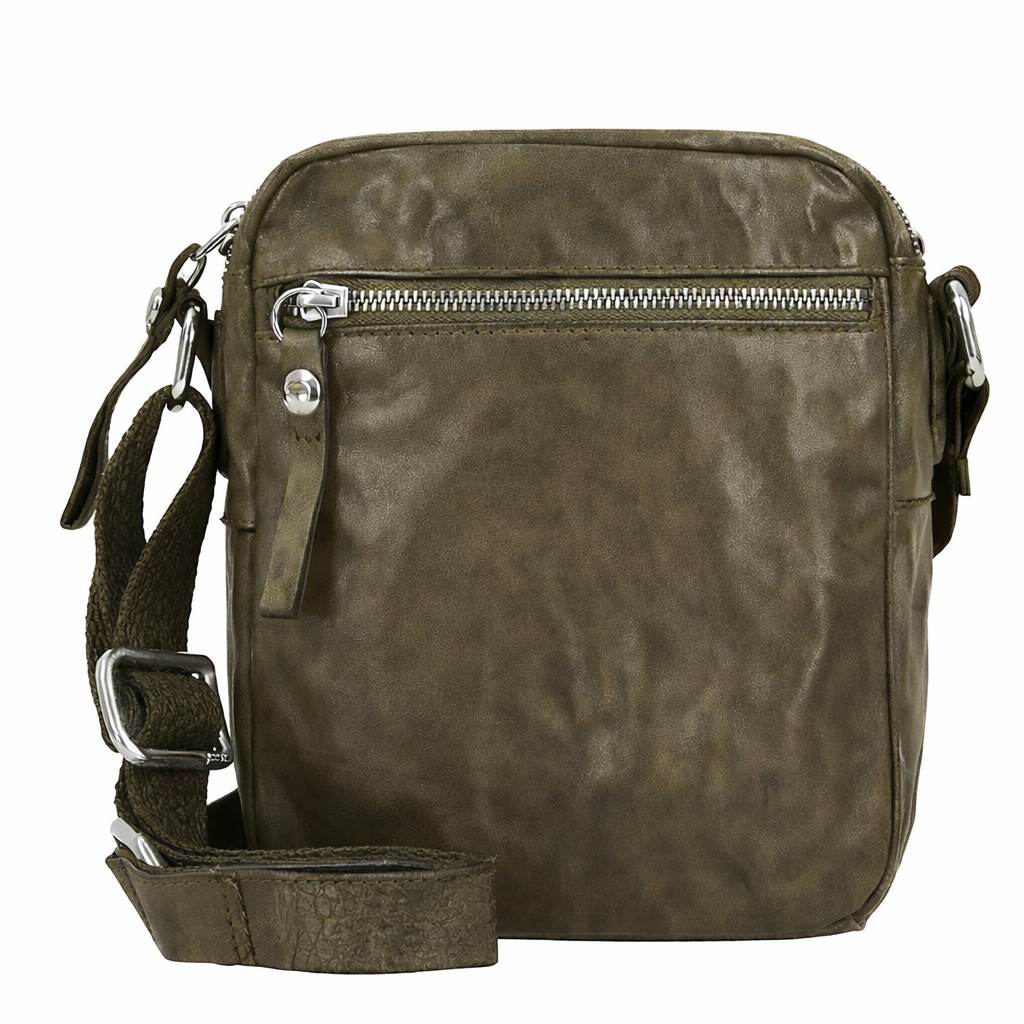 Borsa a tracolla in pelle Campomaggi C038130ND X2298 verde militare