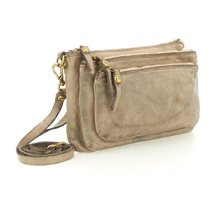 Borsa a tracolla in pelle Campomaggi C040070ND X0001 ghiaccio - Pelletteria Allegrini