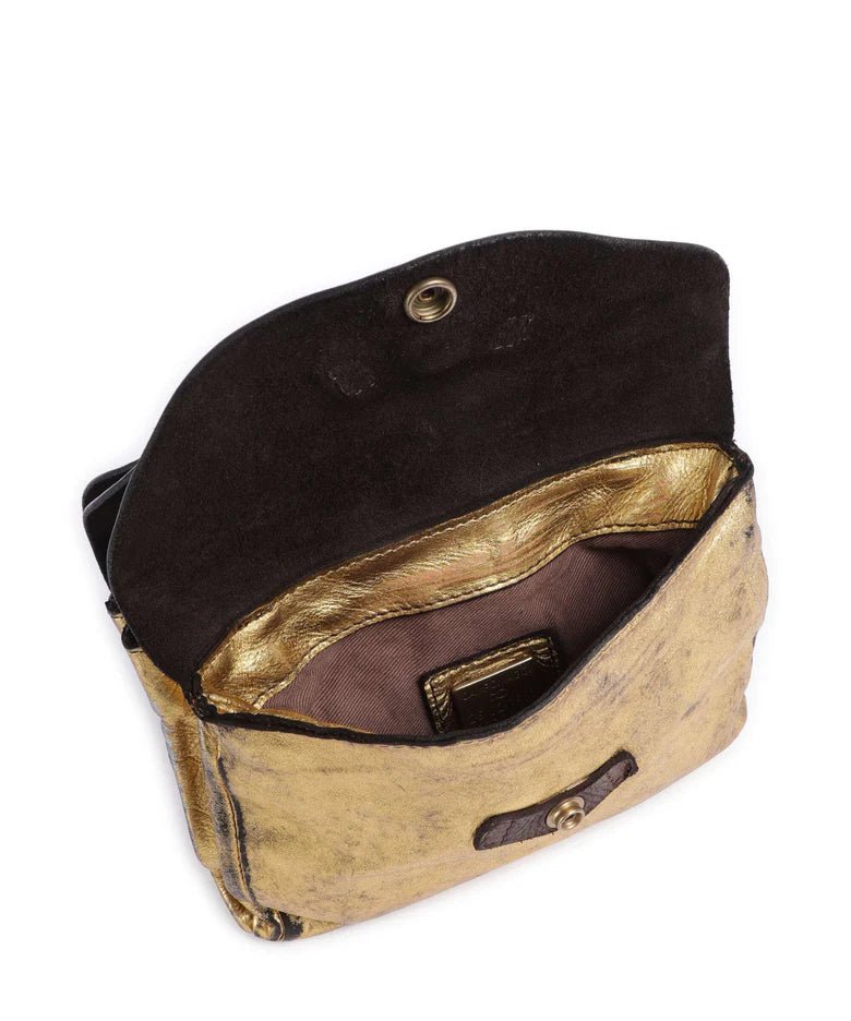 Borsa a tracolla in pelle laminata Campomaggi C012960ND X0029 Oro+T/Moro - Pelletteria Allegrini