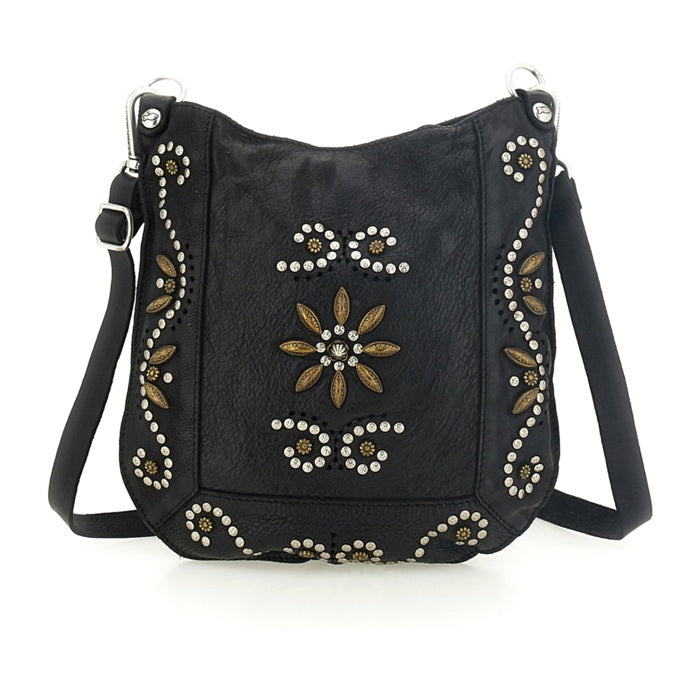 Borsa a tracolla in pelle Nora Campomaggi C035340ND X3014 Nero