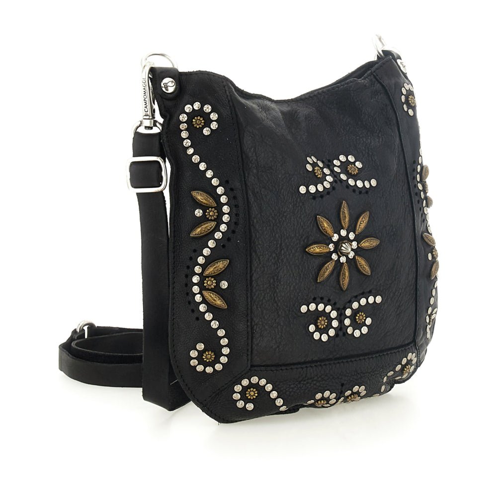 Borsa a tracolla in pelle Nora Campomaggi C035340ND X3014 Nero - Pelletteria Allegrini