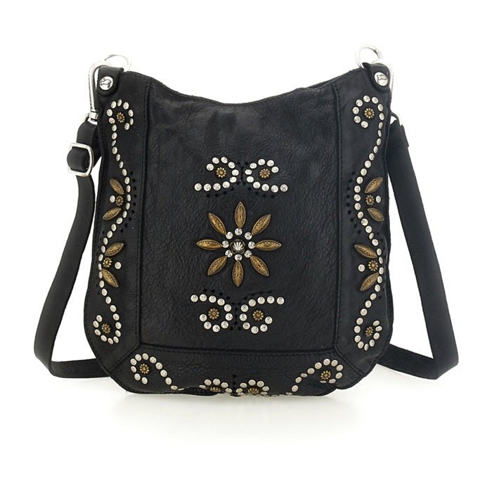 Borsa a tracolla in pelle Nora Campomaggi C035340ND X3014 Nero - Pelletteria Allegrini