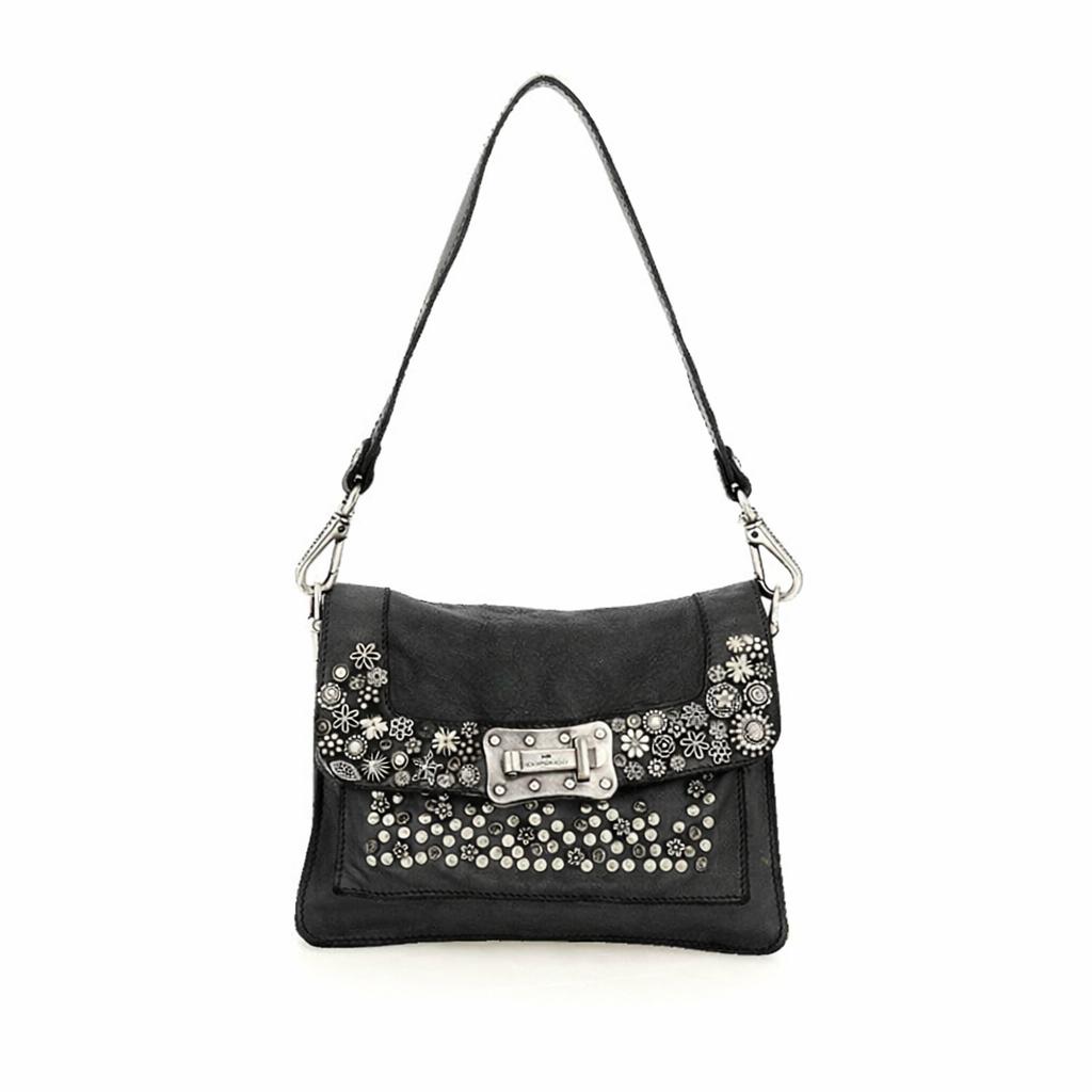 Borsa a tracolla Isola Del Giglio-Agnese in pelle Campomaggi C016500ND X2989 Nero