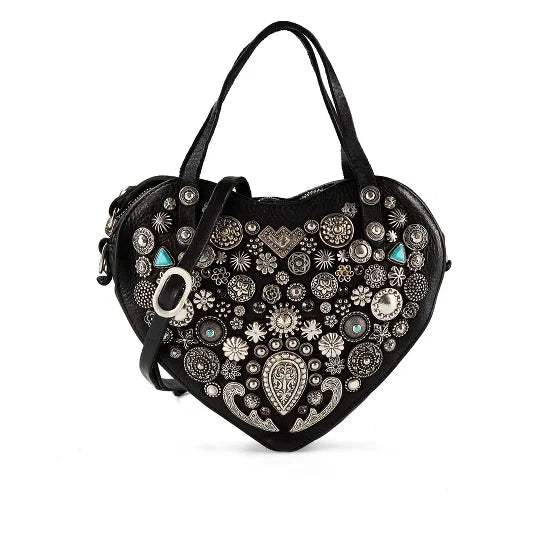 Borsa a tracolla Isola del Giglio - Valentina in pelle Campomaggi C042970ND X2989 nero - Pelletteria Allegrini