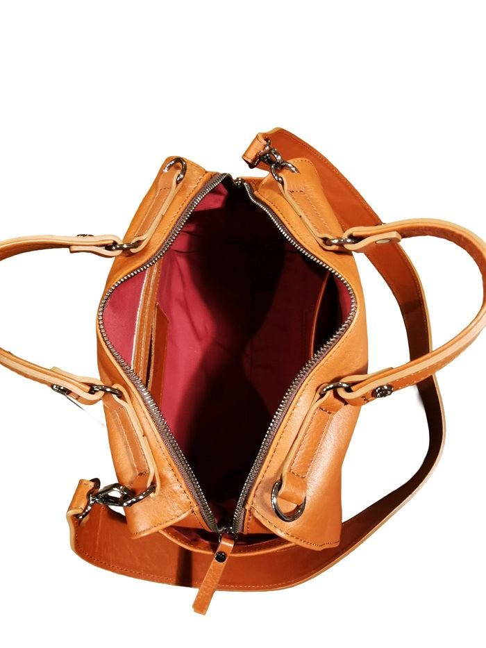 Leather Bag with Handles Bruno Rossi R343/M Brandy