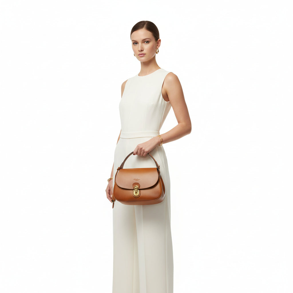 Borsa con manico e tracolla in pelle Boldrini 07610 Golden