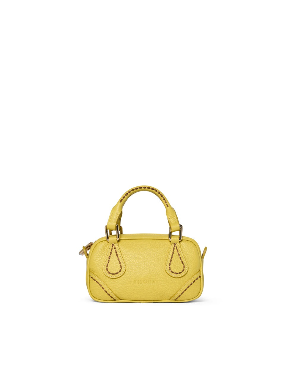 Leather Shoulder Bag with Handles BOSTON 25120 Lemon