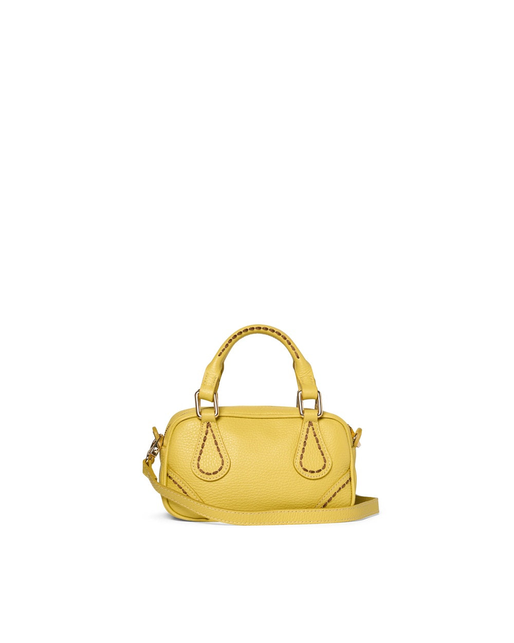 Leather Shoulder Bag with Handles BOSTON 25120 Lemon