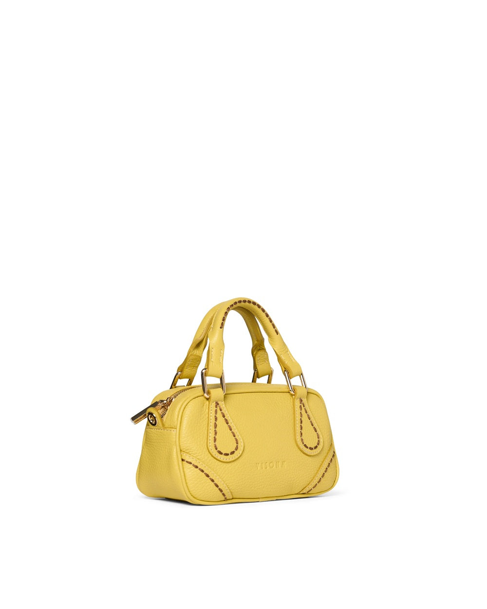 Leather Shoulder Bag with Handles BOSTON 25120 Lemon