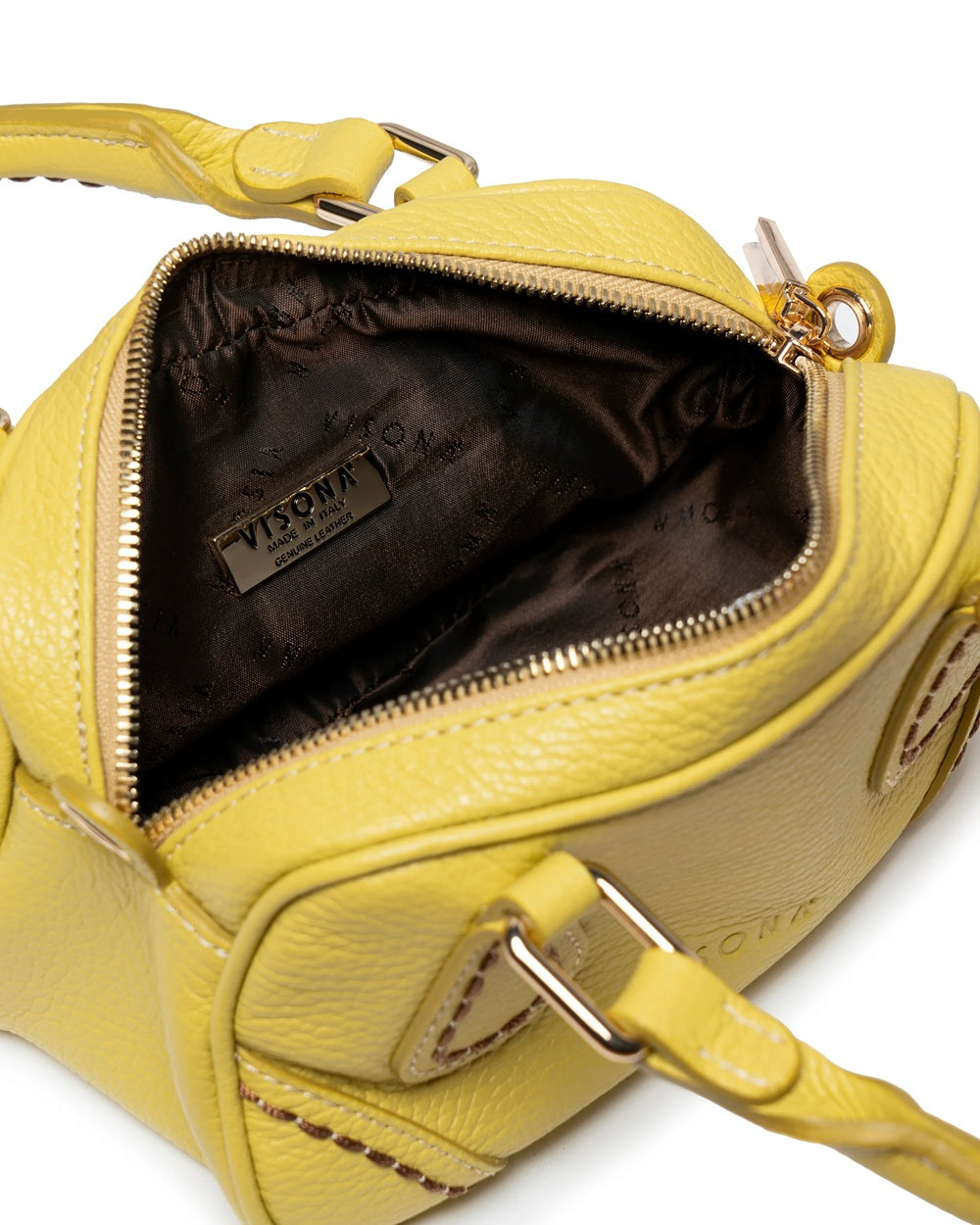 Leather Shoulder Bag with Handles BOSTON 25120 Lemon