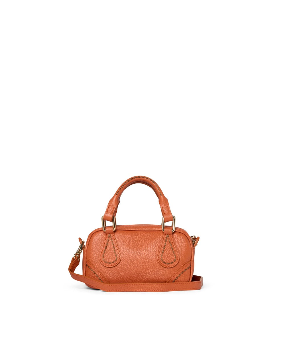 Leather Shoulder Bag with Handles BOSTON 25120 Papaya