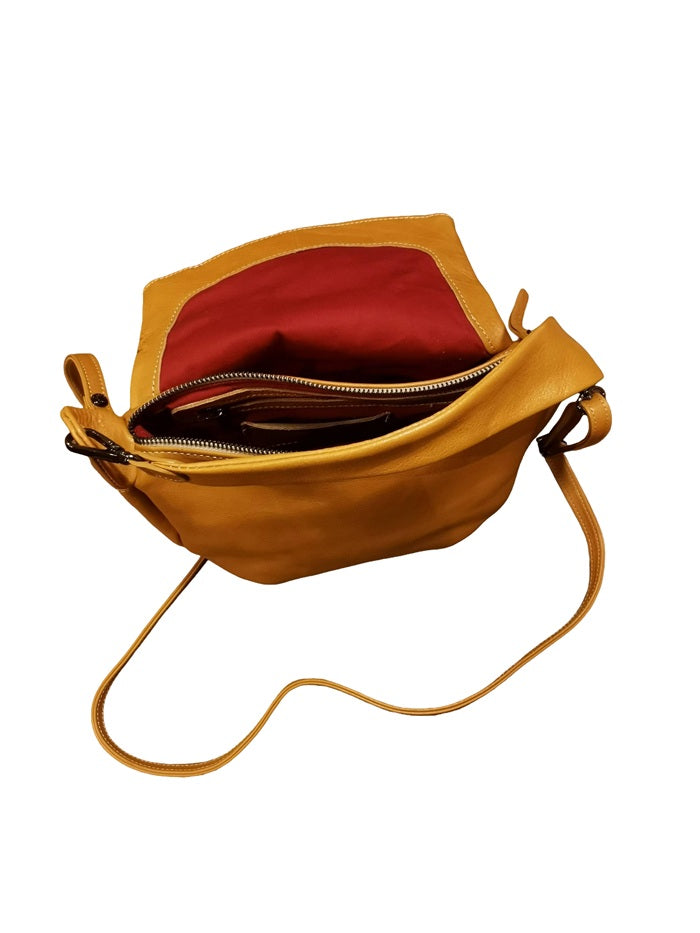 Borsa con tracolla in pelle Bruno Rossi R76/P Biscotto