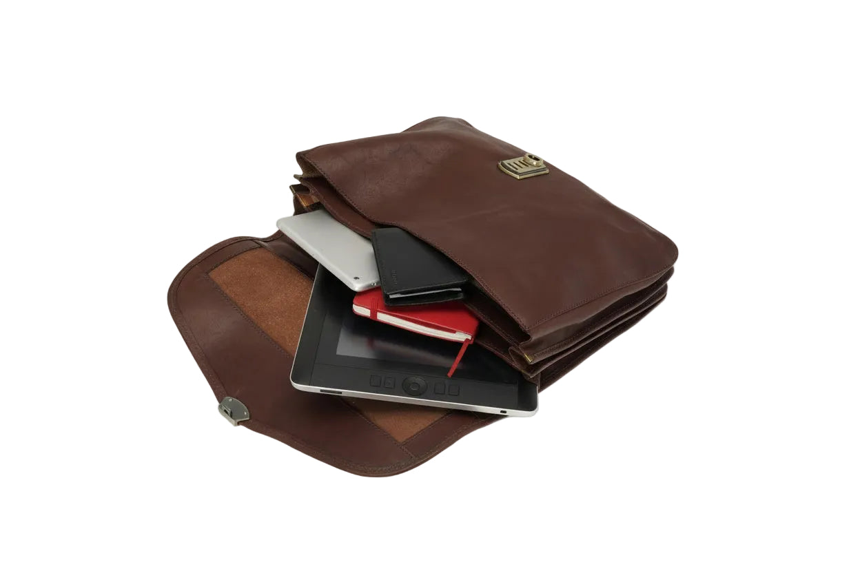 Borsa da lavoro grande in pelle I Medici 63/4000 Testa di moro