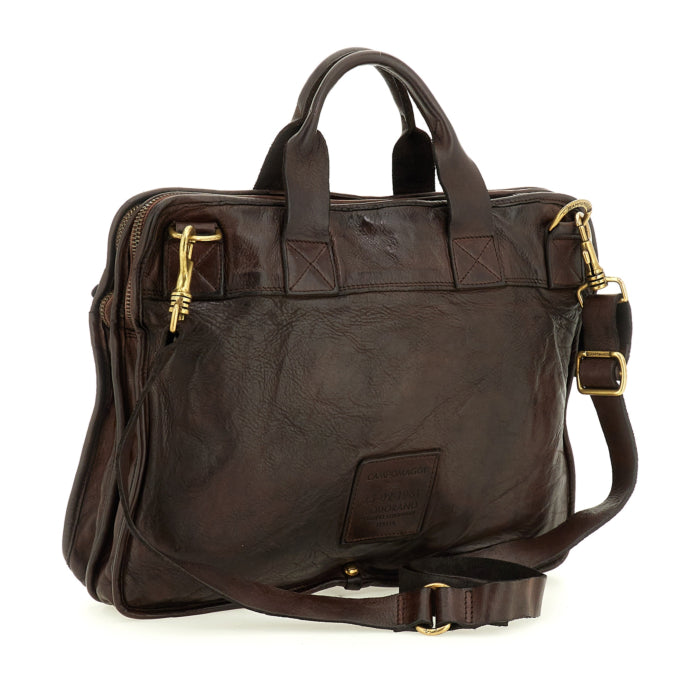 Borsa da lavoro in pelle Campomaggi C014620ND X0001 testa di moro