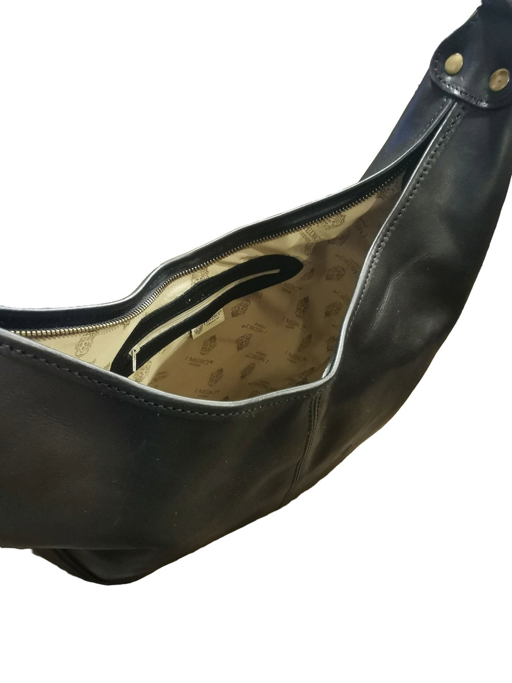 Borsa grande a mezza luna in pelle I Medici 63/2300 Nero