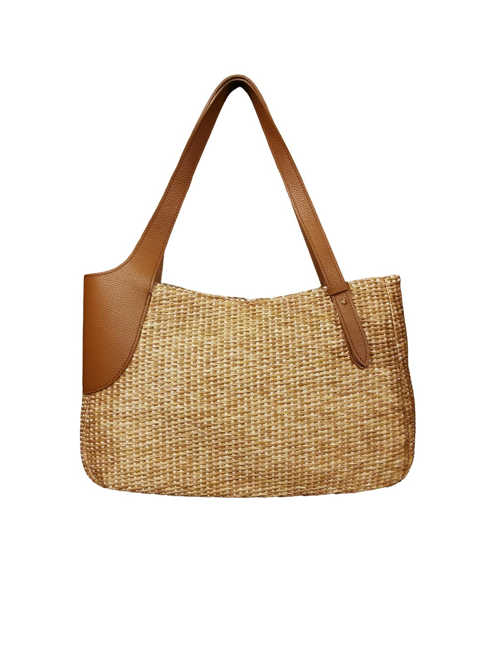 Borsa grande con due manici in pelle e rafia Bruno Rossi PA257 Corda