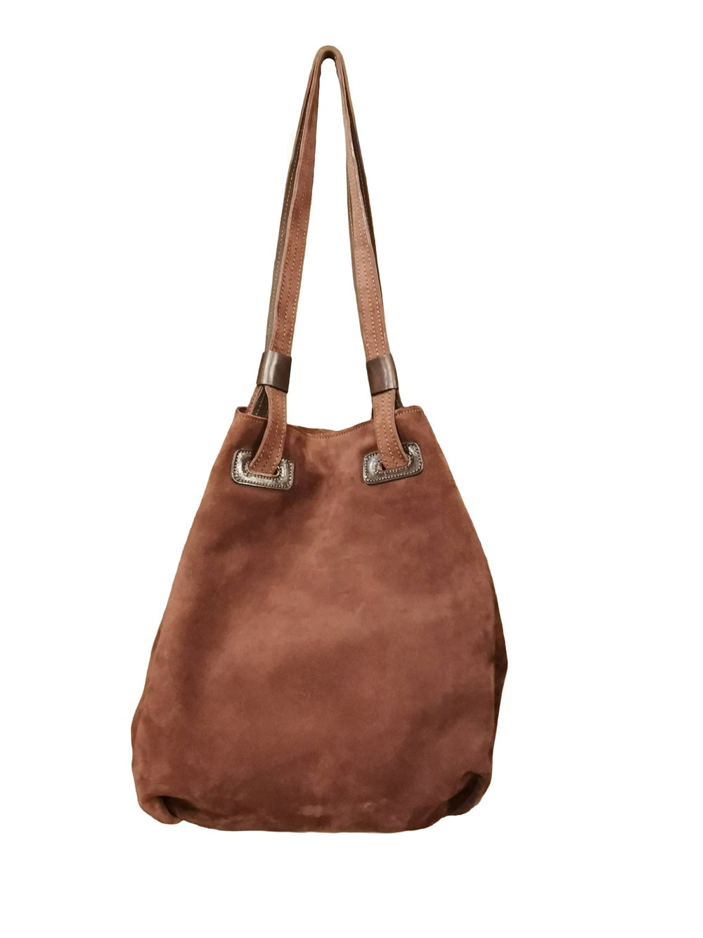 Borsa grande in camoscio con manici Pelletteria Allegrini Filippo 1608CAM Bruciato