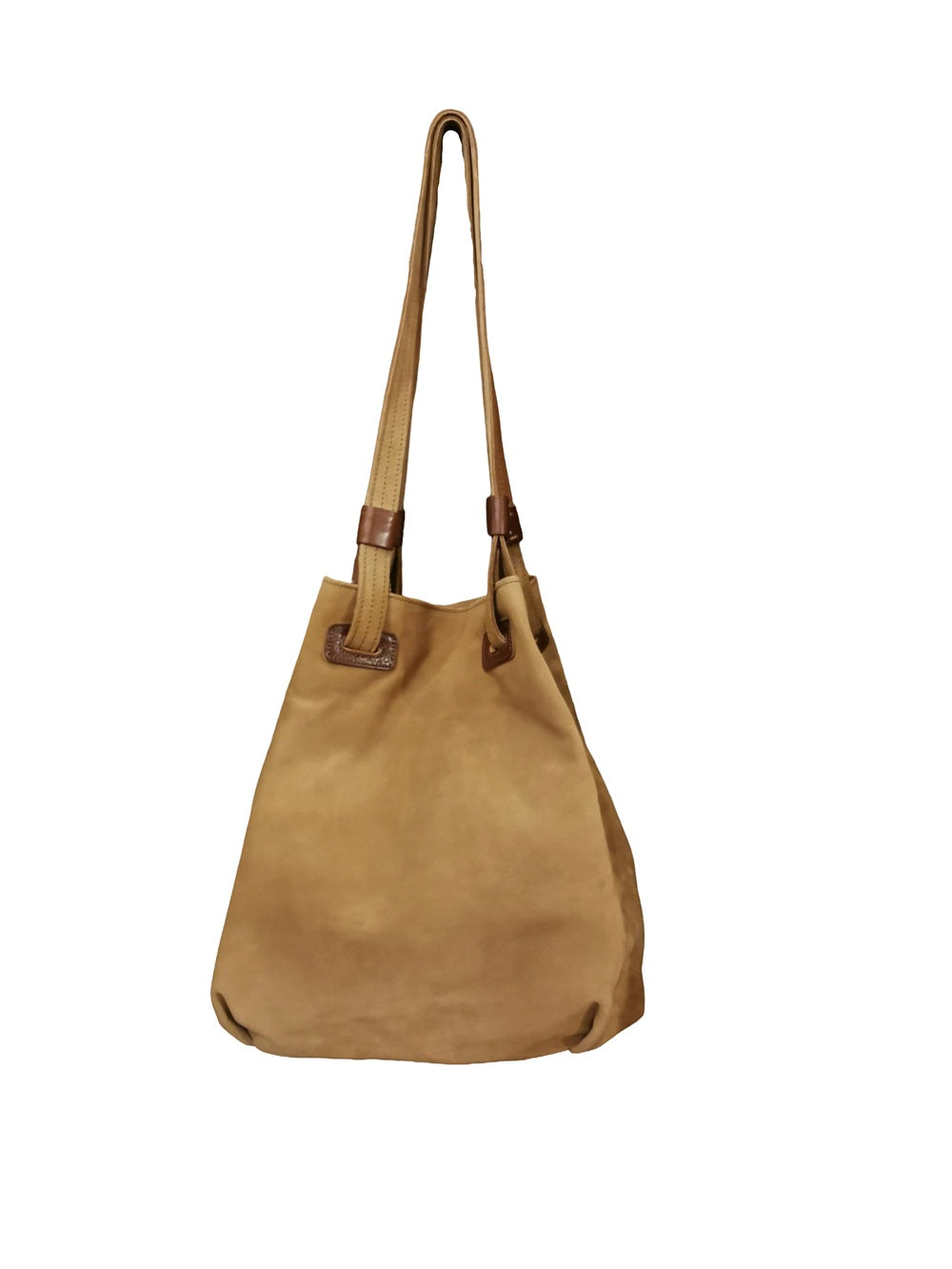 Borsa grande in camoscio con manici Pelletteria Allegrini Filippo 1608CAM Cognac