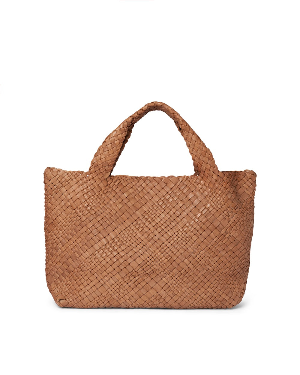 Borsa grande intrecciata in pelle Visonà 20317 Cognac