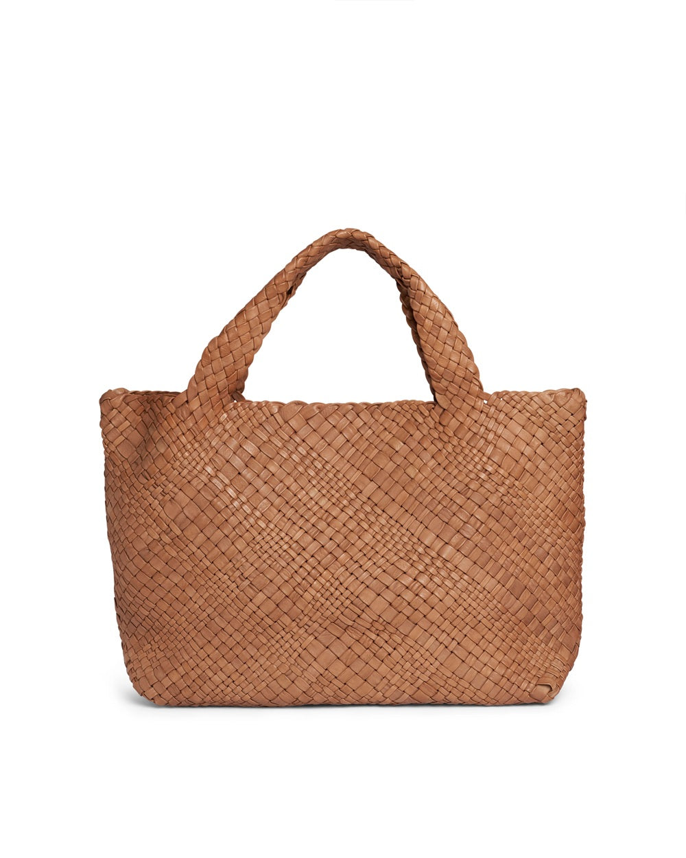 Borsa grande intrecciata in pelle Visonà 20317 Cognac