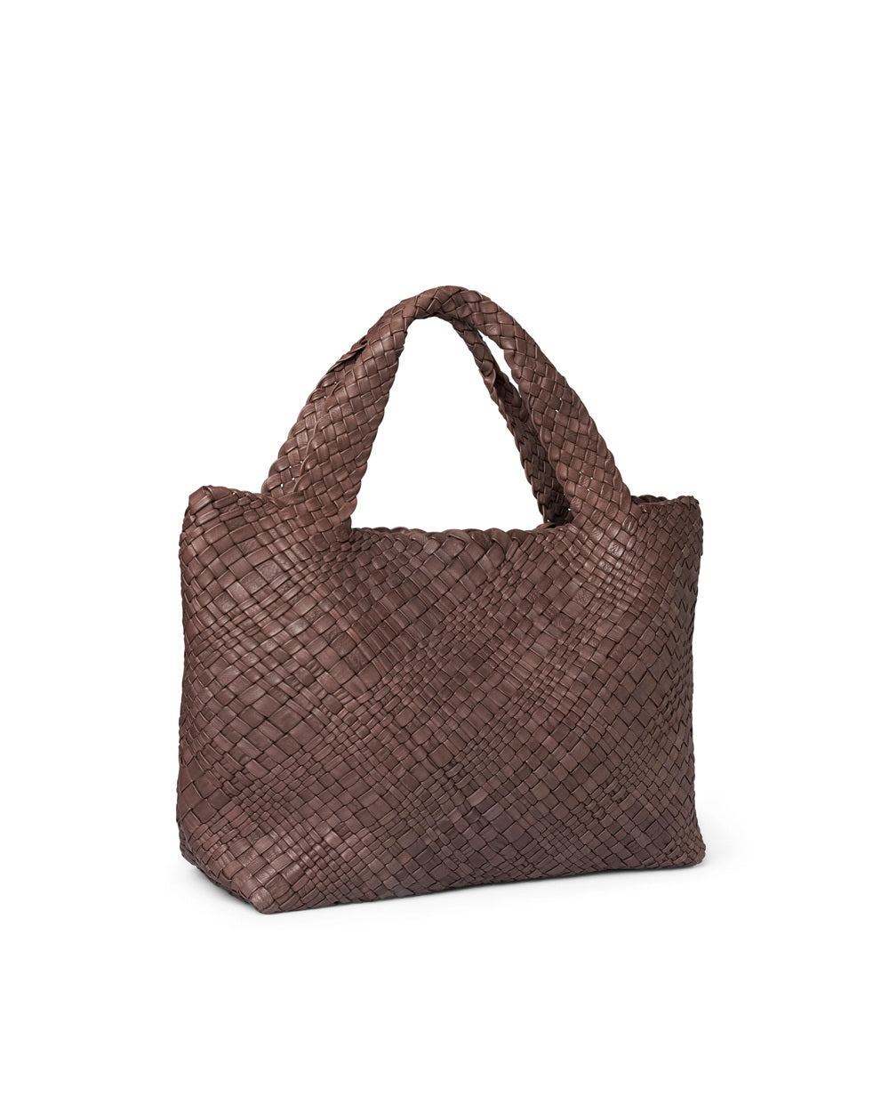 Borsa grande intrecciata in pelle Visonà 20317 Testa di moro