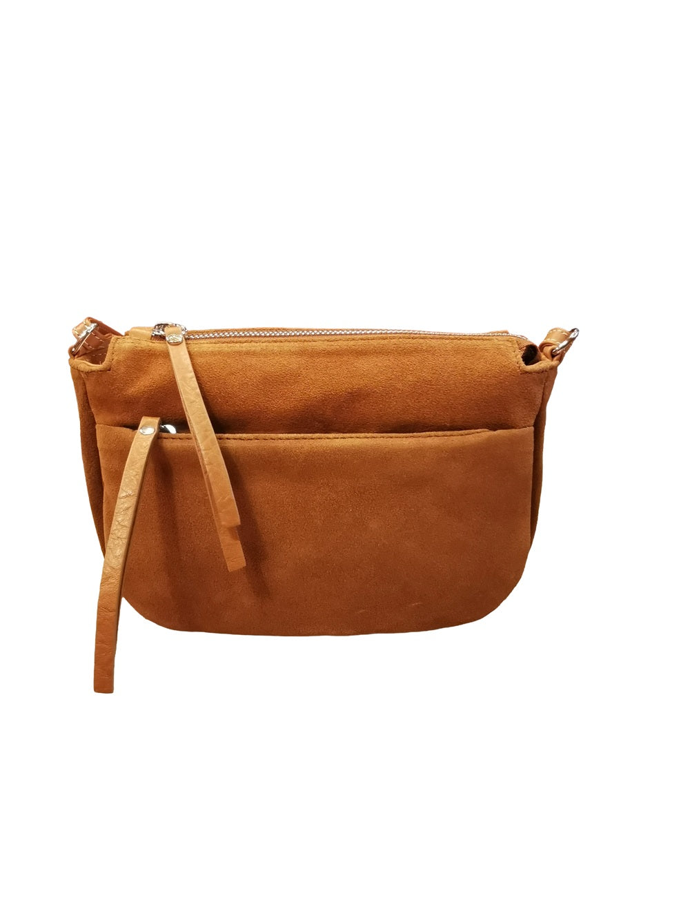 Borsa in camoscio con tracolla Bruno Rossi C240 Cuoio