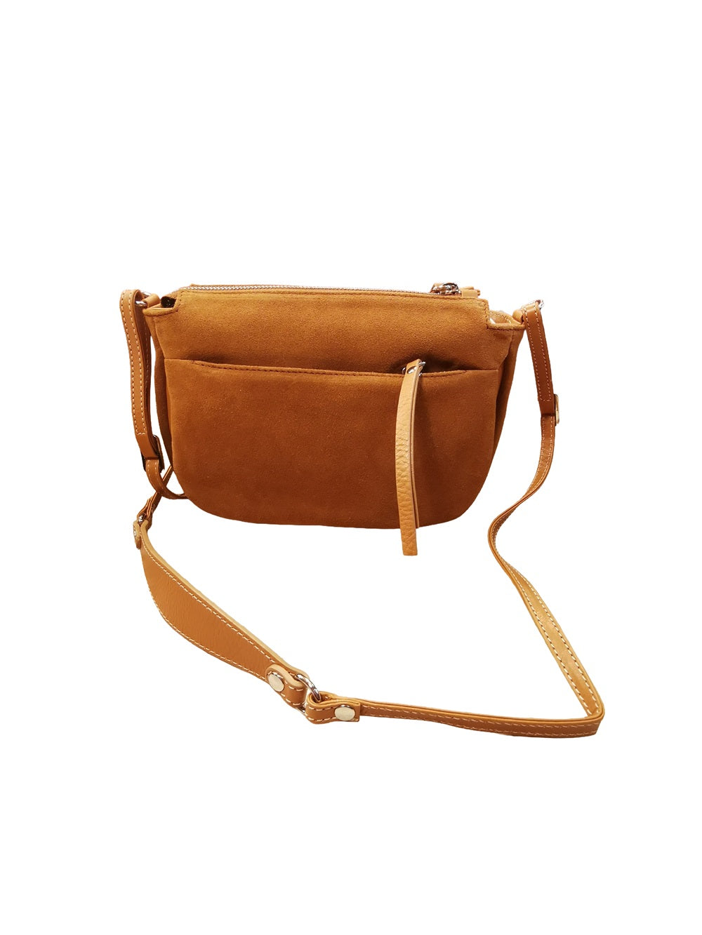 Borsa in camoscio con tracolla Bruno Rossi C240 Cuoio