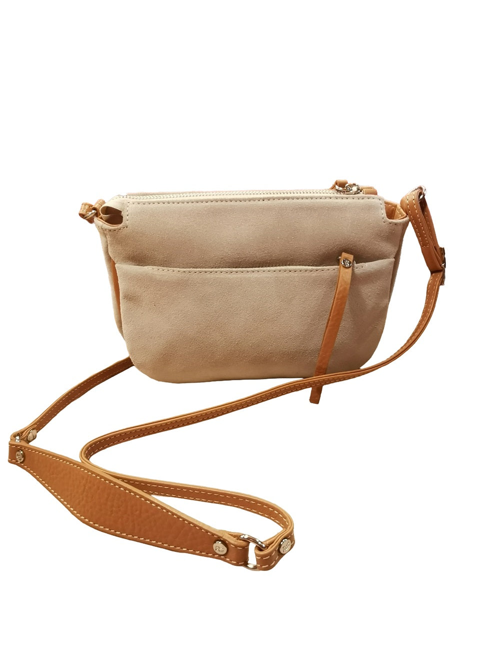 Borsa in camoscio con tracolla Bruno Rossi C240 Panna