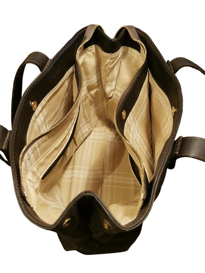 Double Handle Leather Bag Bruno Rossi ML193 Coffee