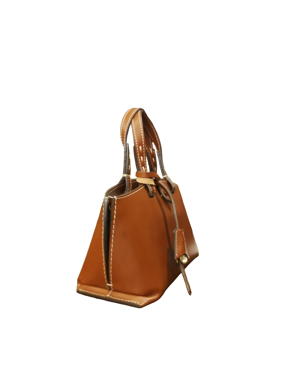 Leather bag with double handles and shoulder strap Boldrini 07646 Golden