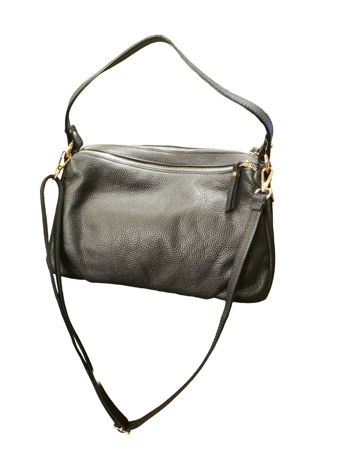 Double Shoulder Strap Leather Bag Bruno Rossi ML176 Blue