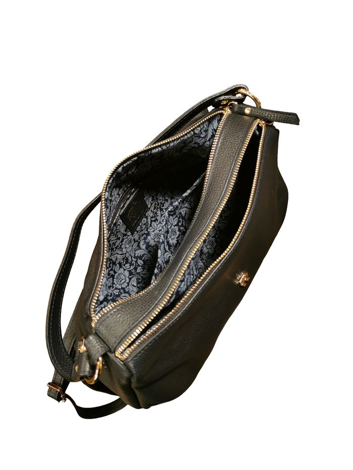 Double Shoulder Strap Leather Bag Bruno Rossi ML176 Blue