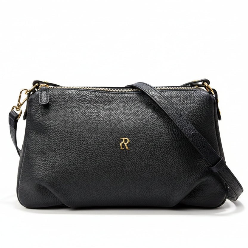 Borsa in pelle con doppia tracolla Bruno Rossi ML176 Blu - Pelletteria Allegrini