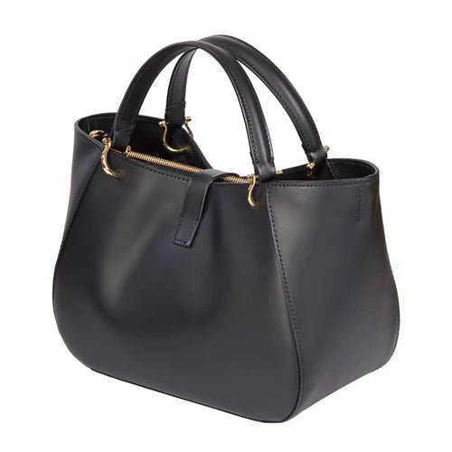 Borsa in pelle con manici e tracolla Boldrini Selleria 06850 nero - Pelletteria Allegrini