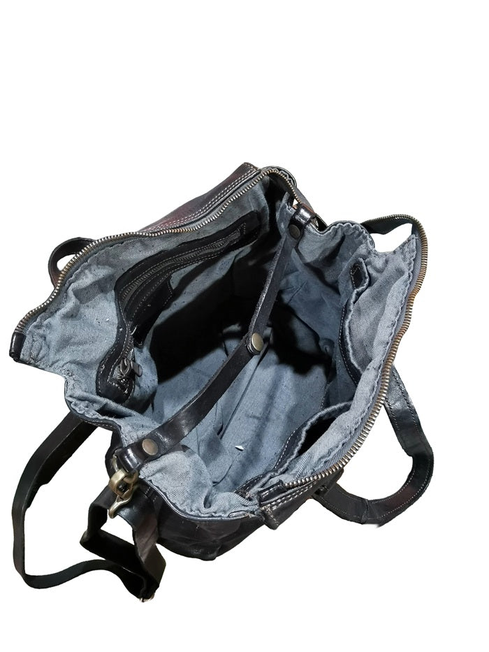 Leather bag with handles and shoulder strap Pelletteria Allegrini Filippo 1646 Black