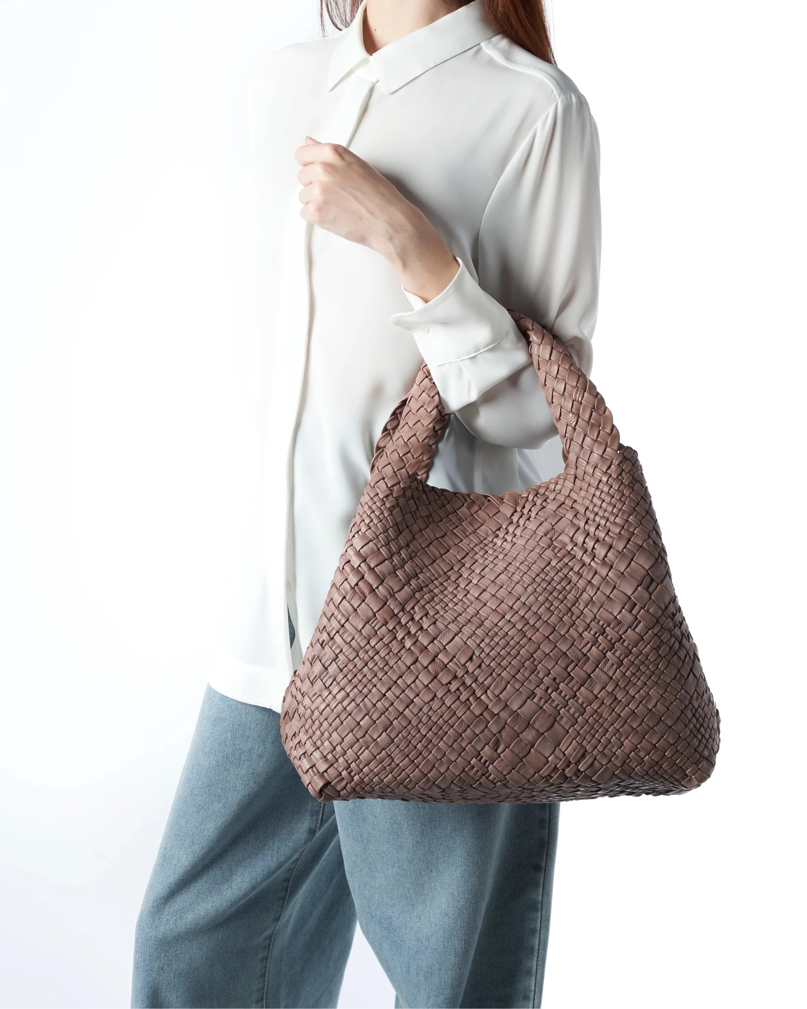 Borsa in pelle intrecciata Visonà 20316 Mauve - Pelletteria Allegrini