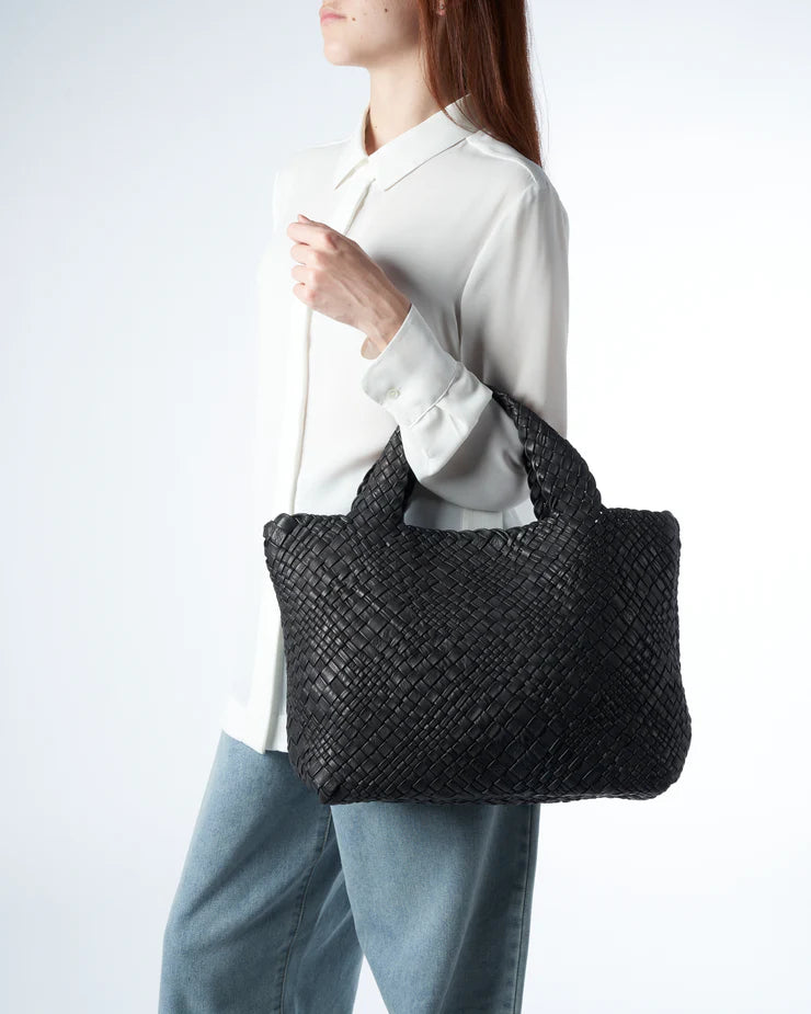Woven leather bag Visonà 20316 Black