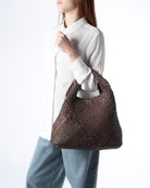 Woven leather bag Visonà 20316 Dark brown