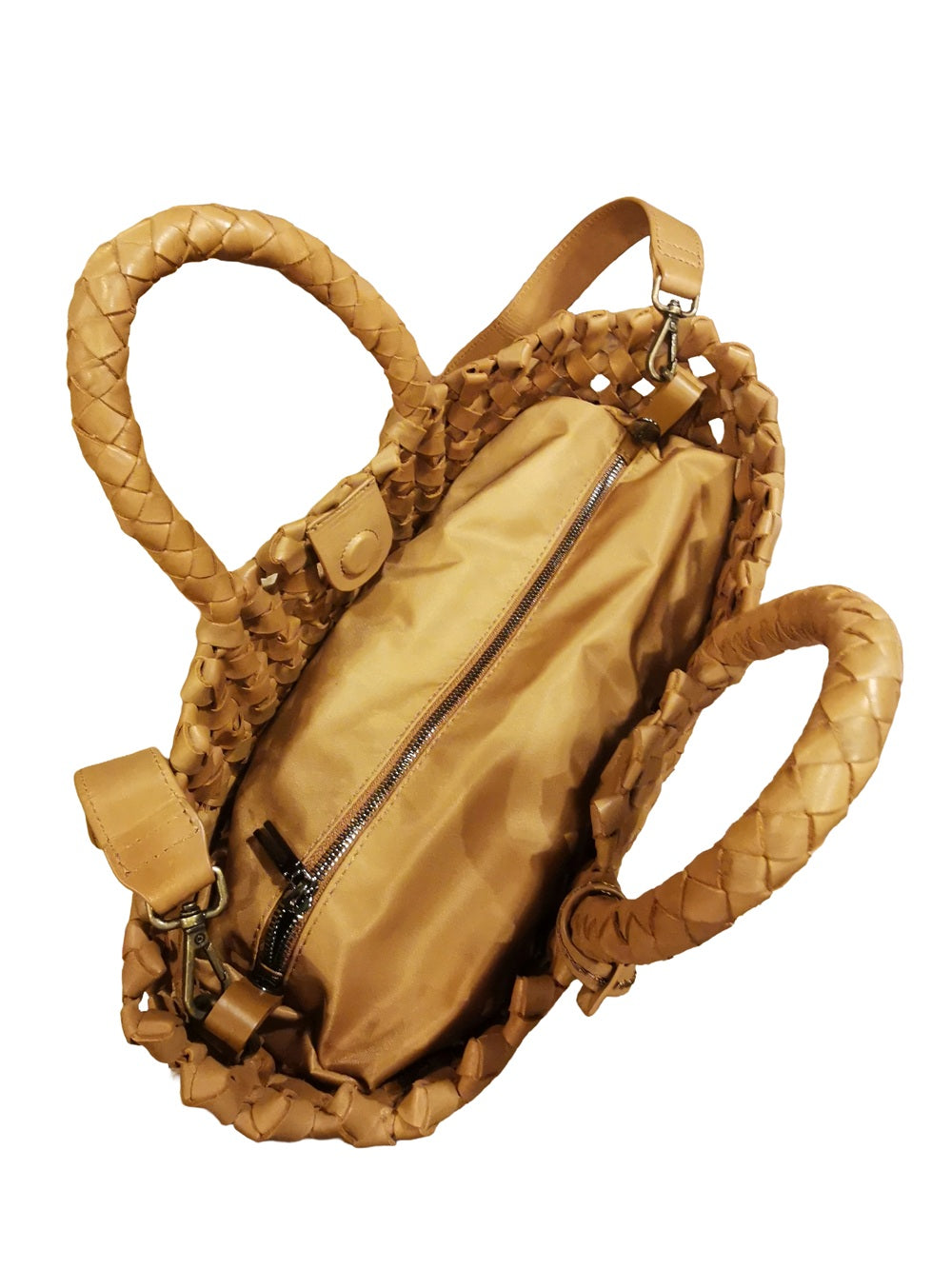 Borsa in pelle intrecciata Visonà 26455 cuoio