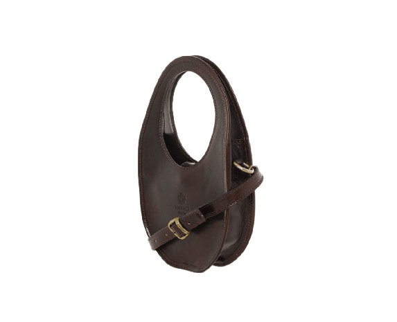 Borsa in pelle piccola con tracolla 63/1085 testa di moro - Pelletteria Allegrini