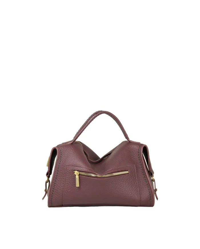 Leather bag Nora Visonà 25705 burgundy