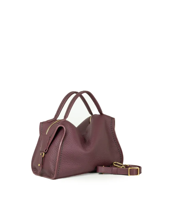 Leather bag Nora Visonà 25705 burgundy