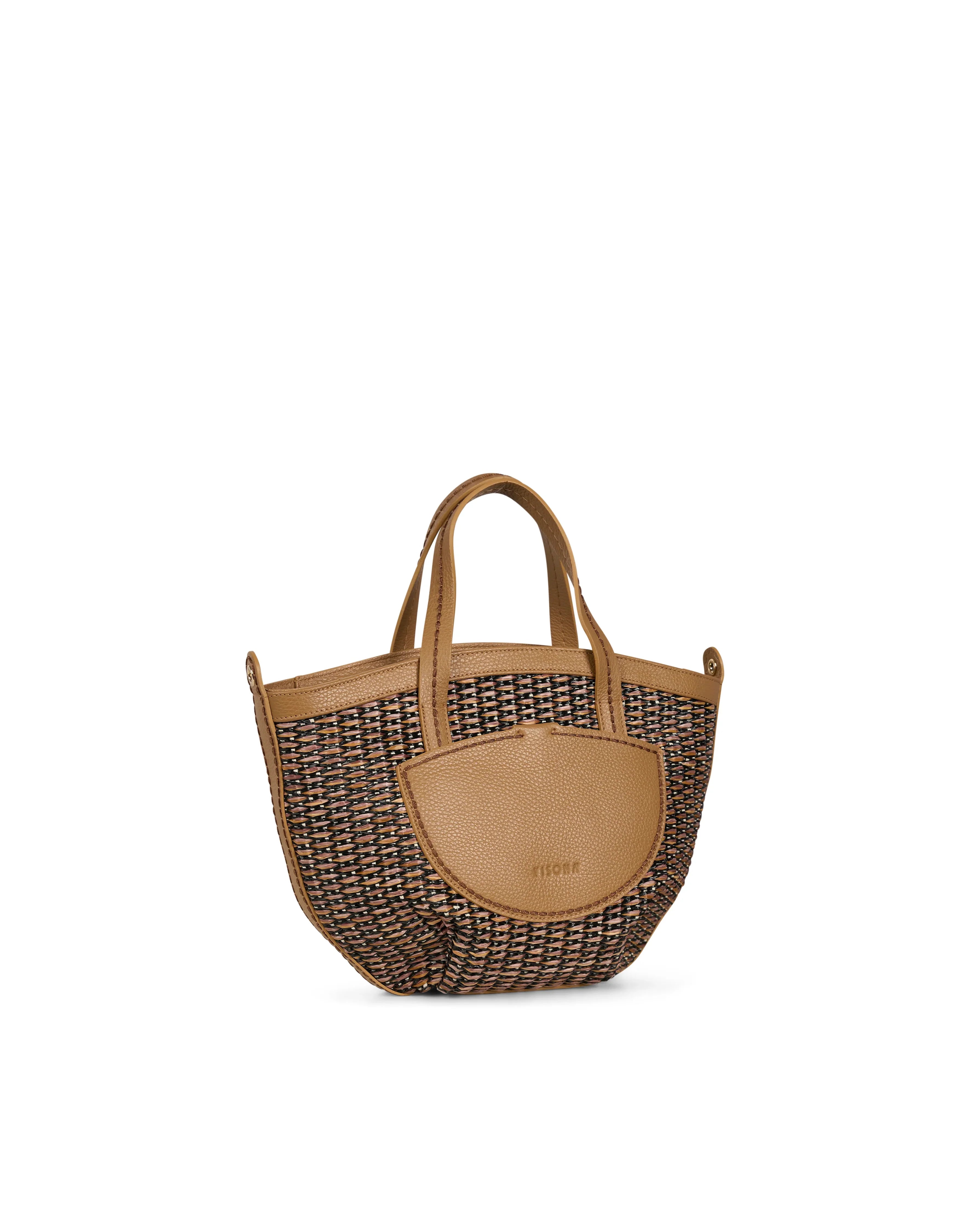Borsa in raffia e pelle Visonà 26331 Quercia