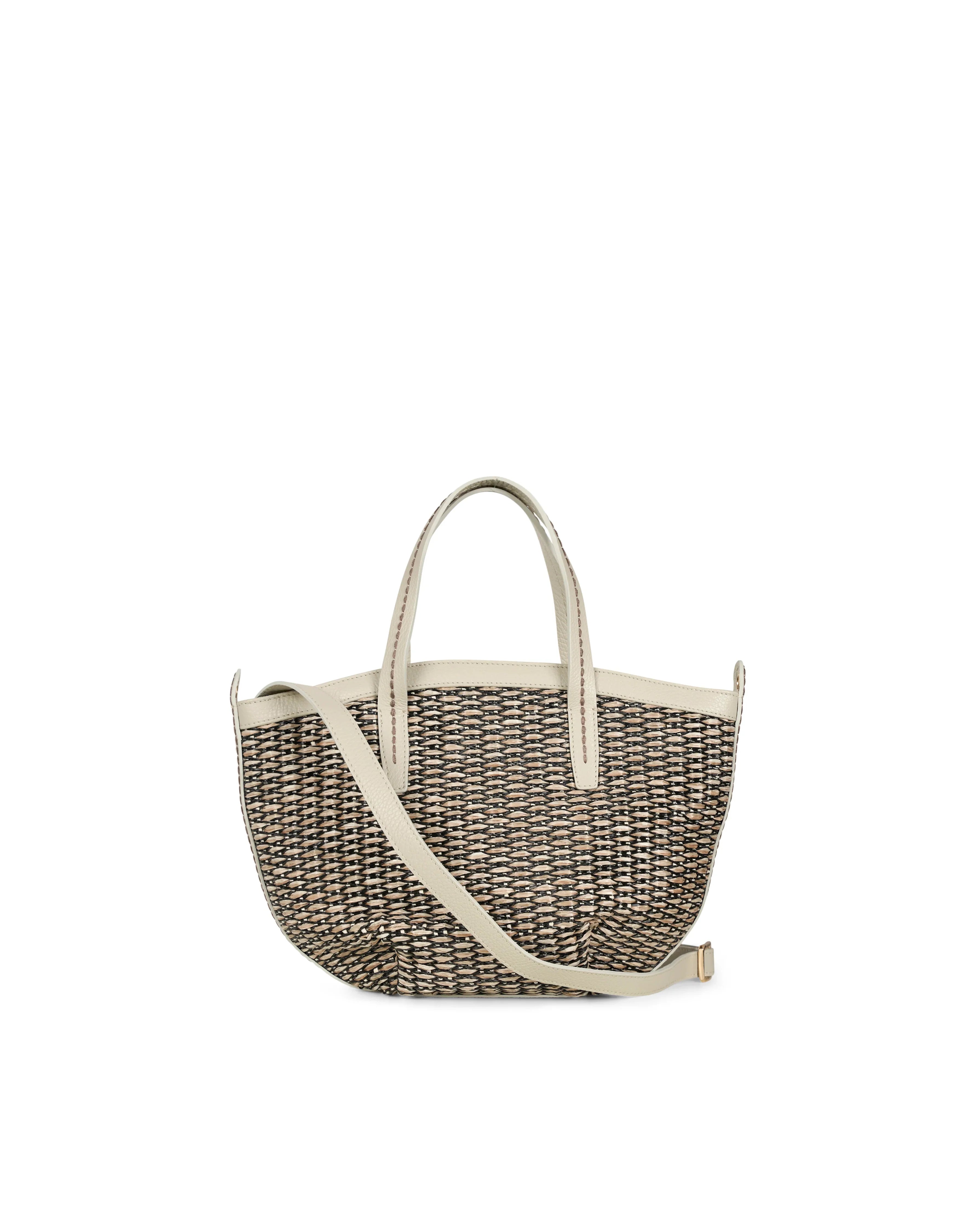 Borsa in raffia e pelle Visonà 26331 Argilla