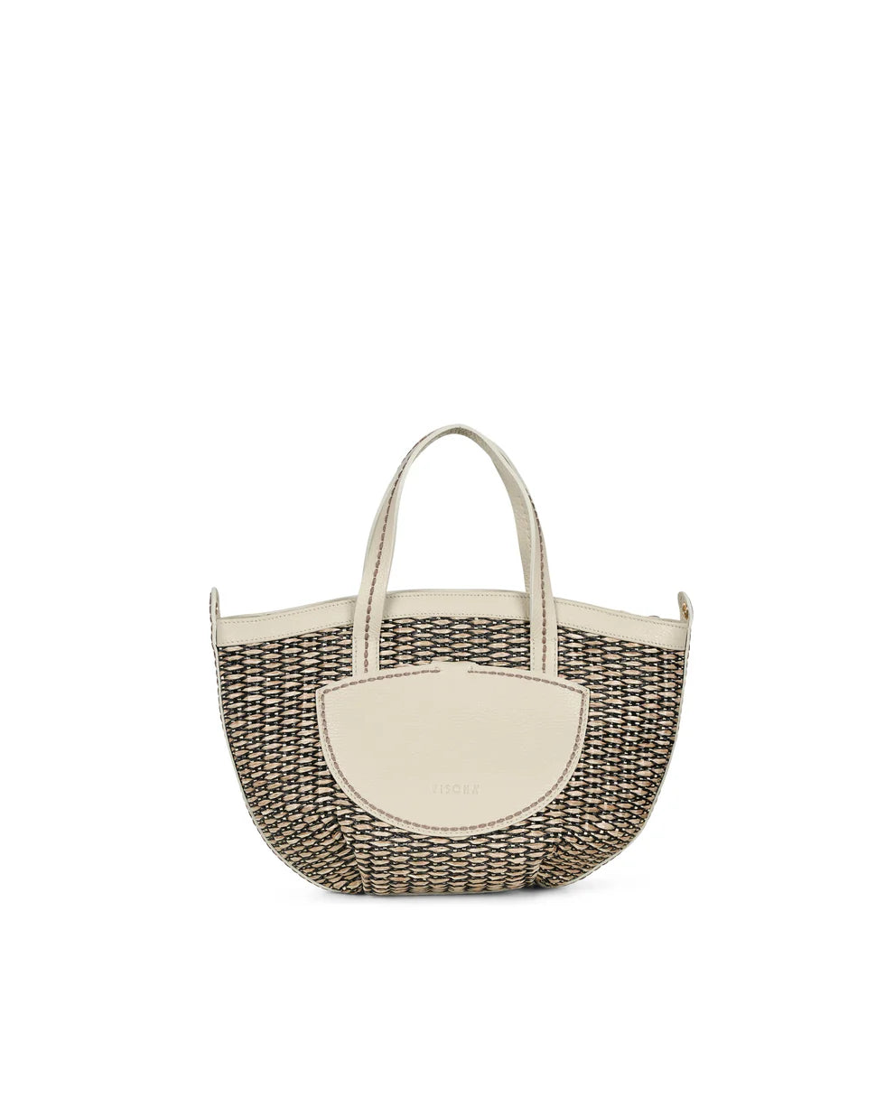 Borsa in raffia e pelle Visonà 26331 Argilla