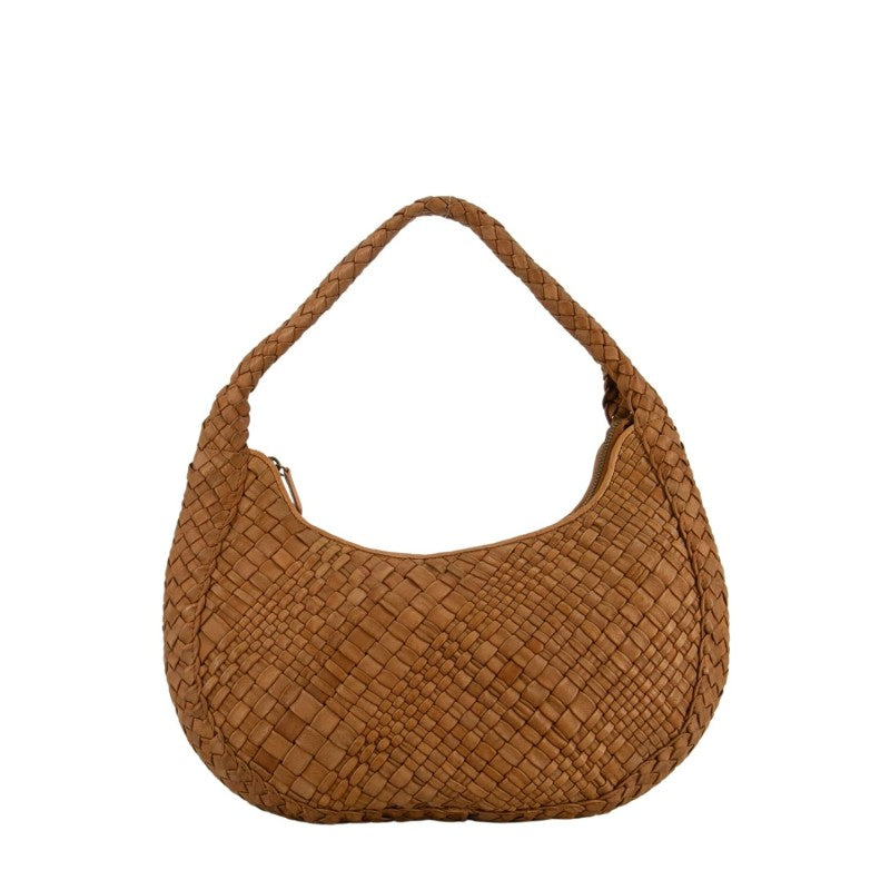Woven leather bag Visonà ESMERALDA 20301 Cognac