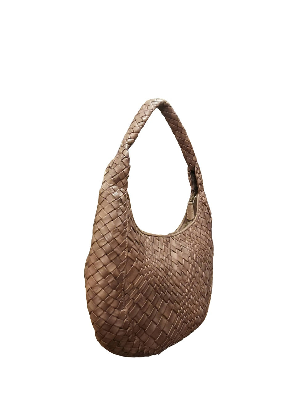 Woven Leather Bag Visonà ESMERALDA 20301 Dark Brown